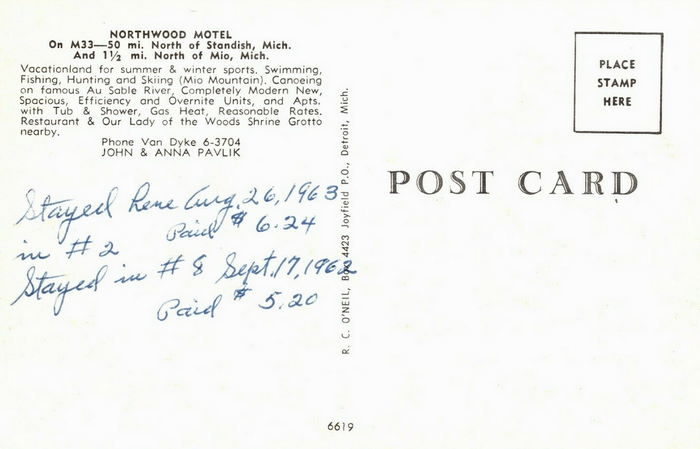 Pinewood Motel (Northwood Motel) - Old Postcard View